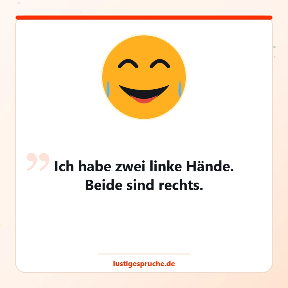 Bild mit Smiley und dem dummen Spruch über zwei linke Hände