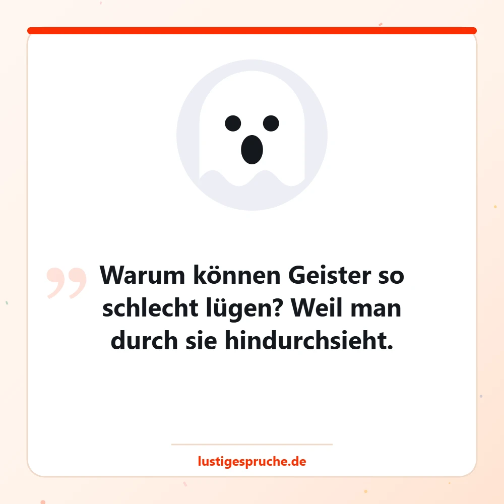 Flachwitz-Bild mit Gespenst und einem Witz über Geister