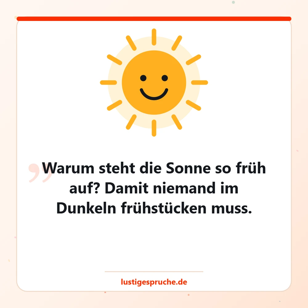 Kinderwitz-Bild mit lachender Sonne und einem Witz über den Morgen