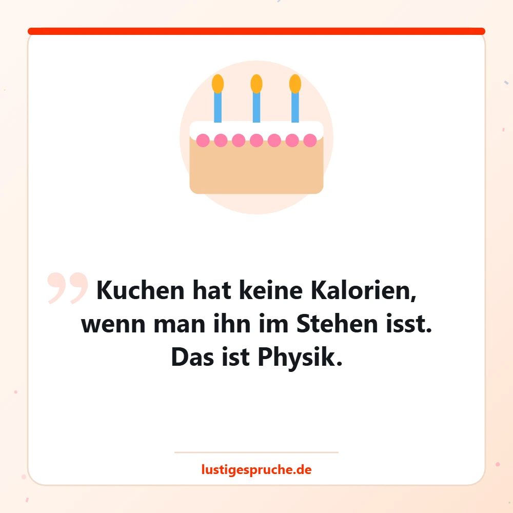 Bild mit Kuchen und einem Spruch über Kalorien