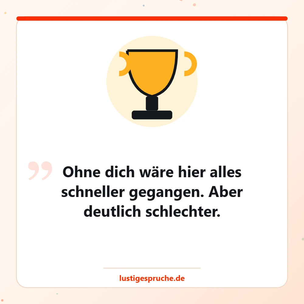 Bild mit Pokal und einem Abschiedsspruch für Kollegen