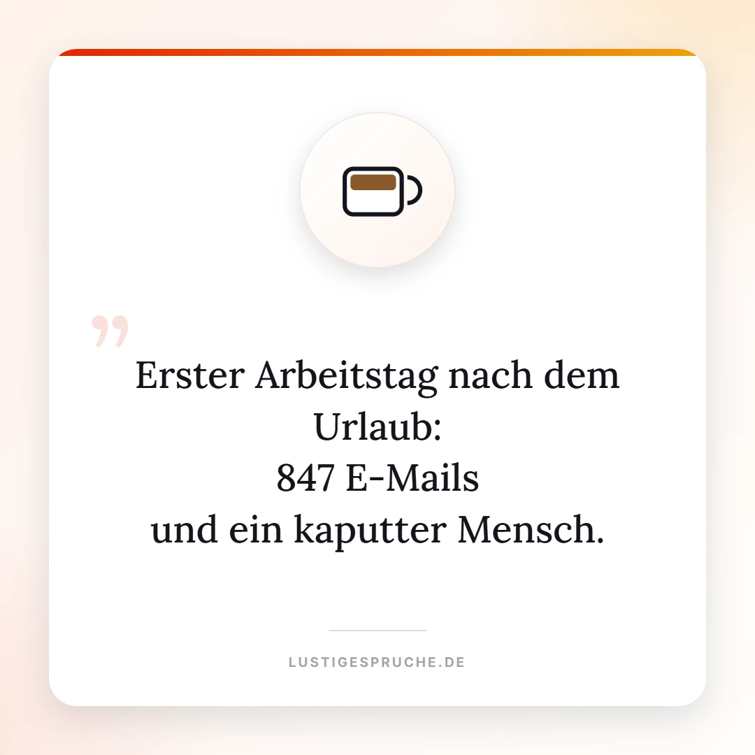Spruchbild: Erster Arbeitstag nach dem Urlaub, 847 E-Mails