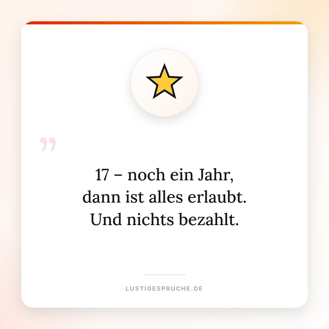 Spruchbild: 17, noch ein Jahr dann ist alles erlaubt