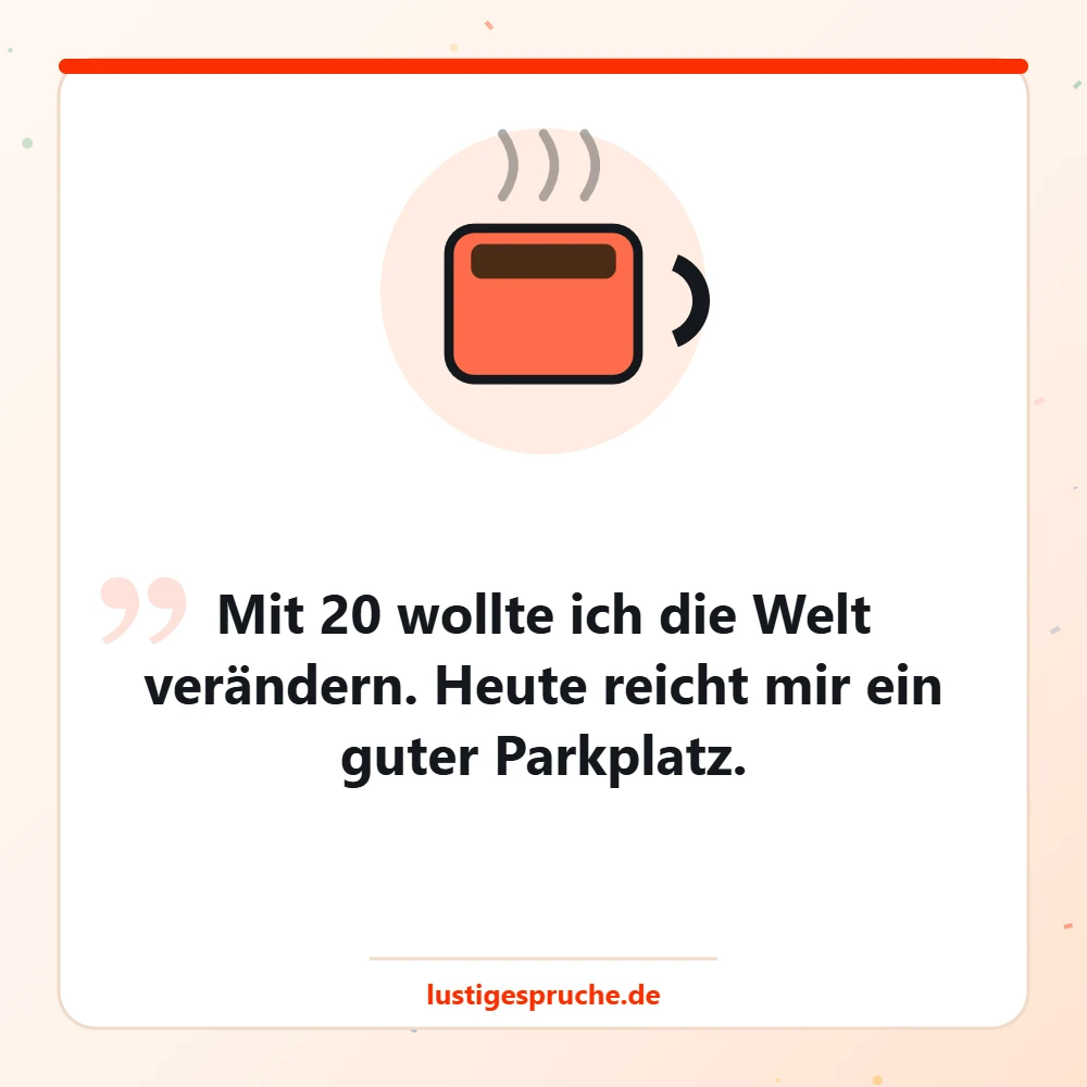 Bild mit Kaffeetasse und einem Spruch über das Älterwerden
