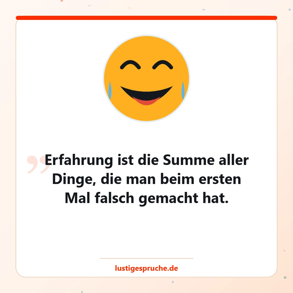 Bild mit Smiley und einem lustigen Zitat über Erfahrung