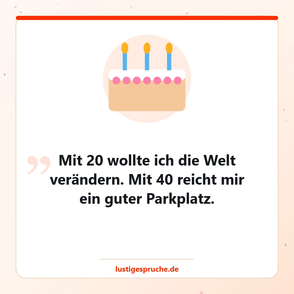 Bild mit Geburtstagstorte und einem Witz über das Älterwerden